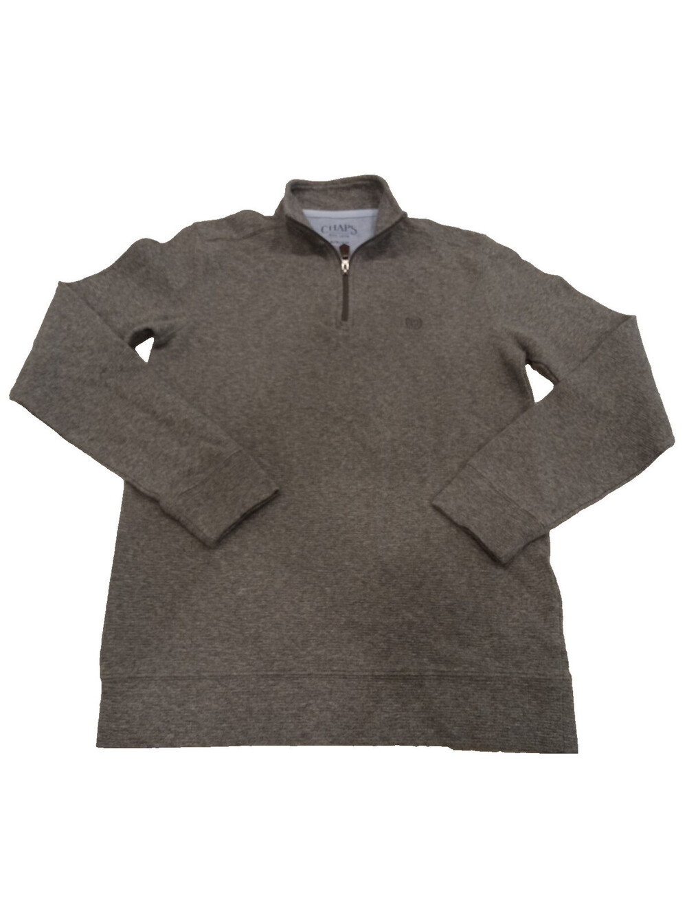 Chaps Quarter Zip Sweater Mens Small Gray Mock Neck Long Sleeve Pullover Knit S